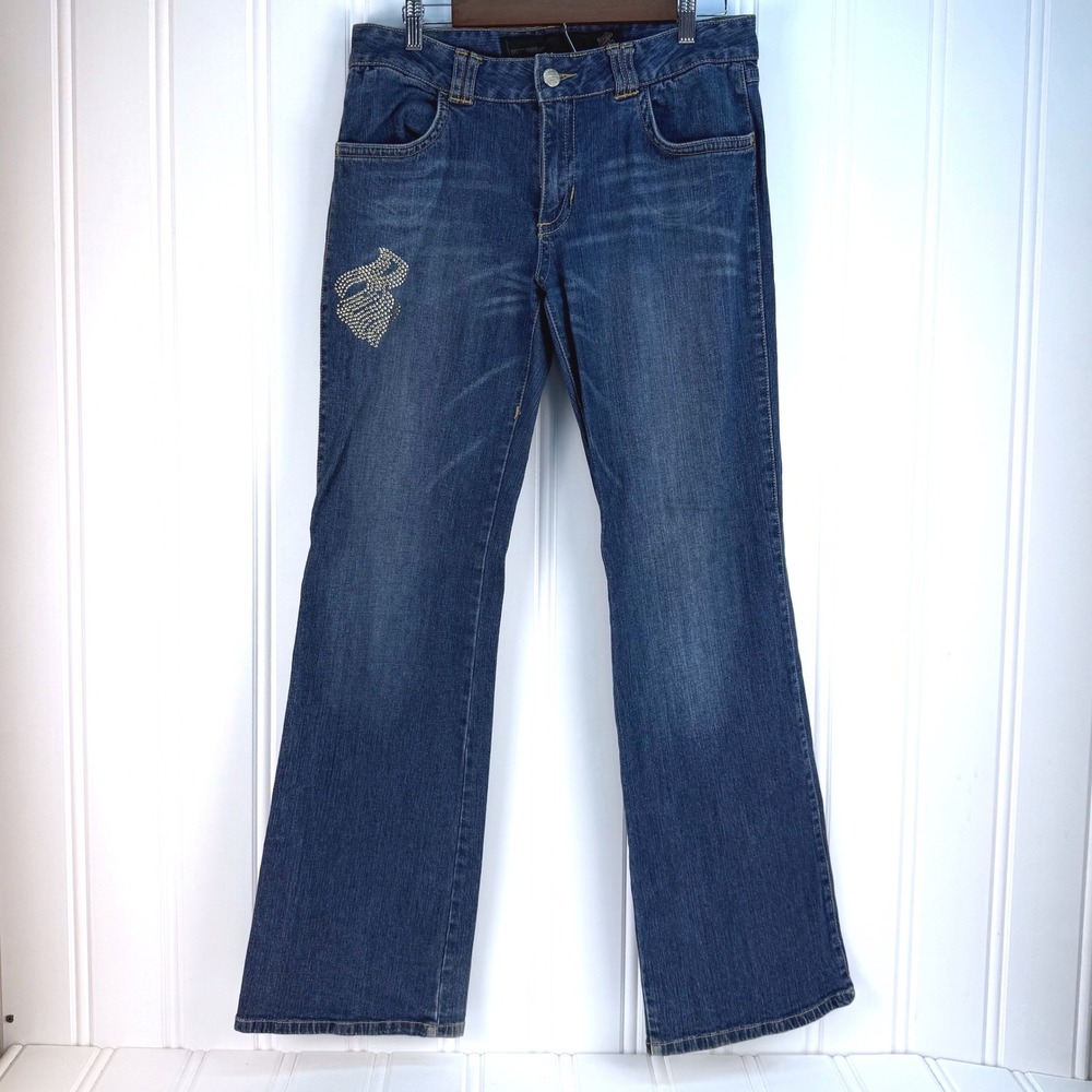 Vintage Rocawear‎ Bootcut Jeans 11/12 Blue Rhinestone Bull Y2K Hip Hop